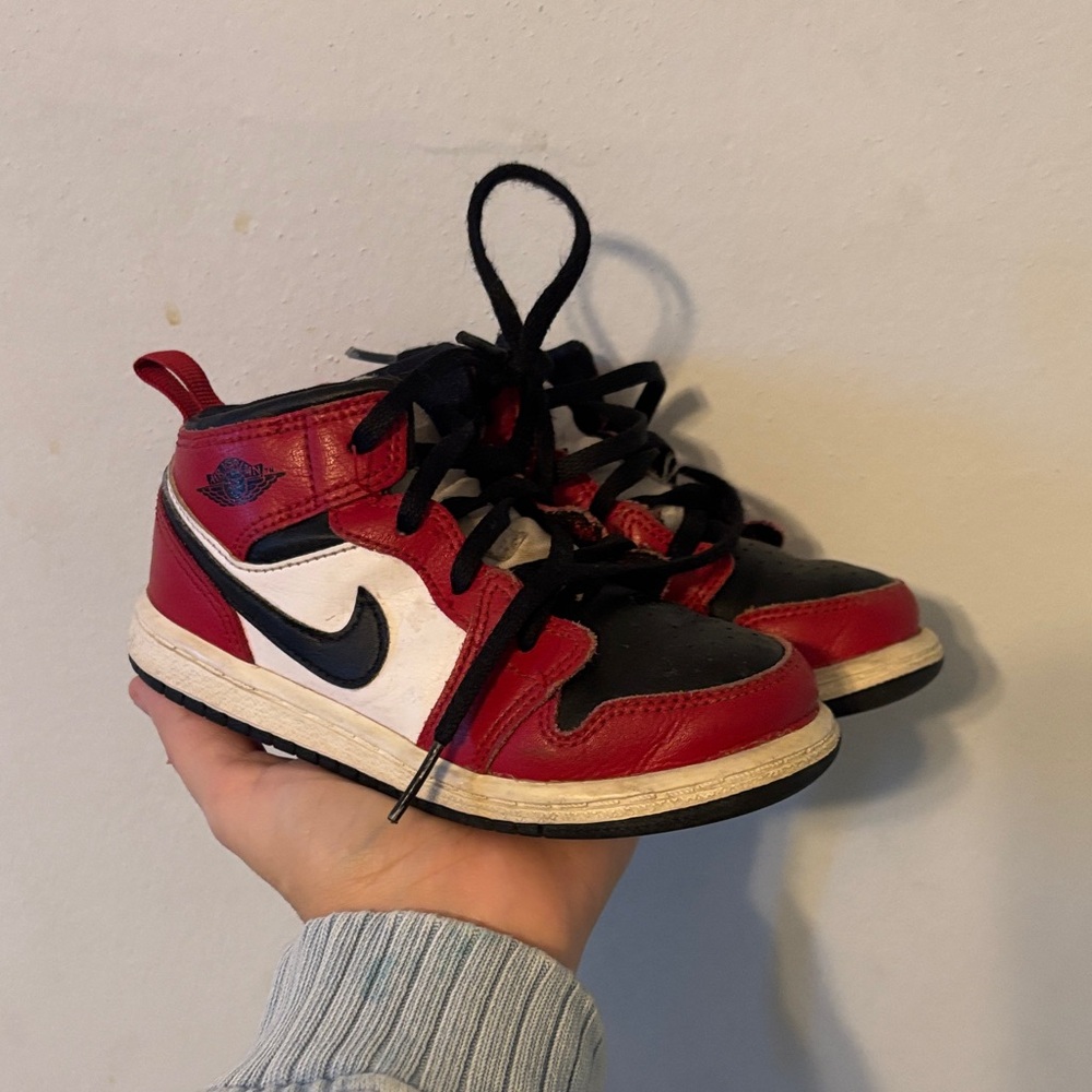 Jordan Kids Red, Black, and White Sneakers